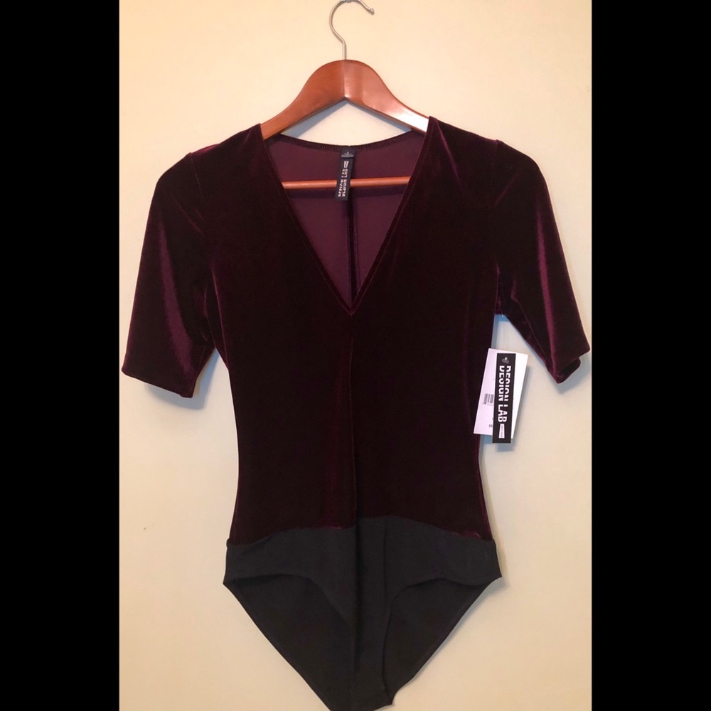 Lord & Taylor - Design Lab Maroon Velour Bodysuit